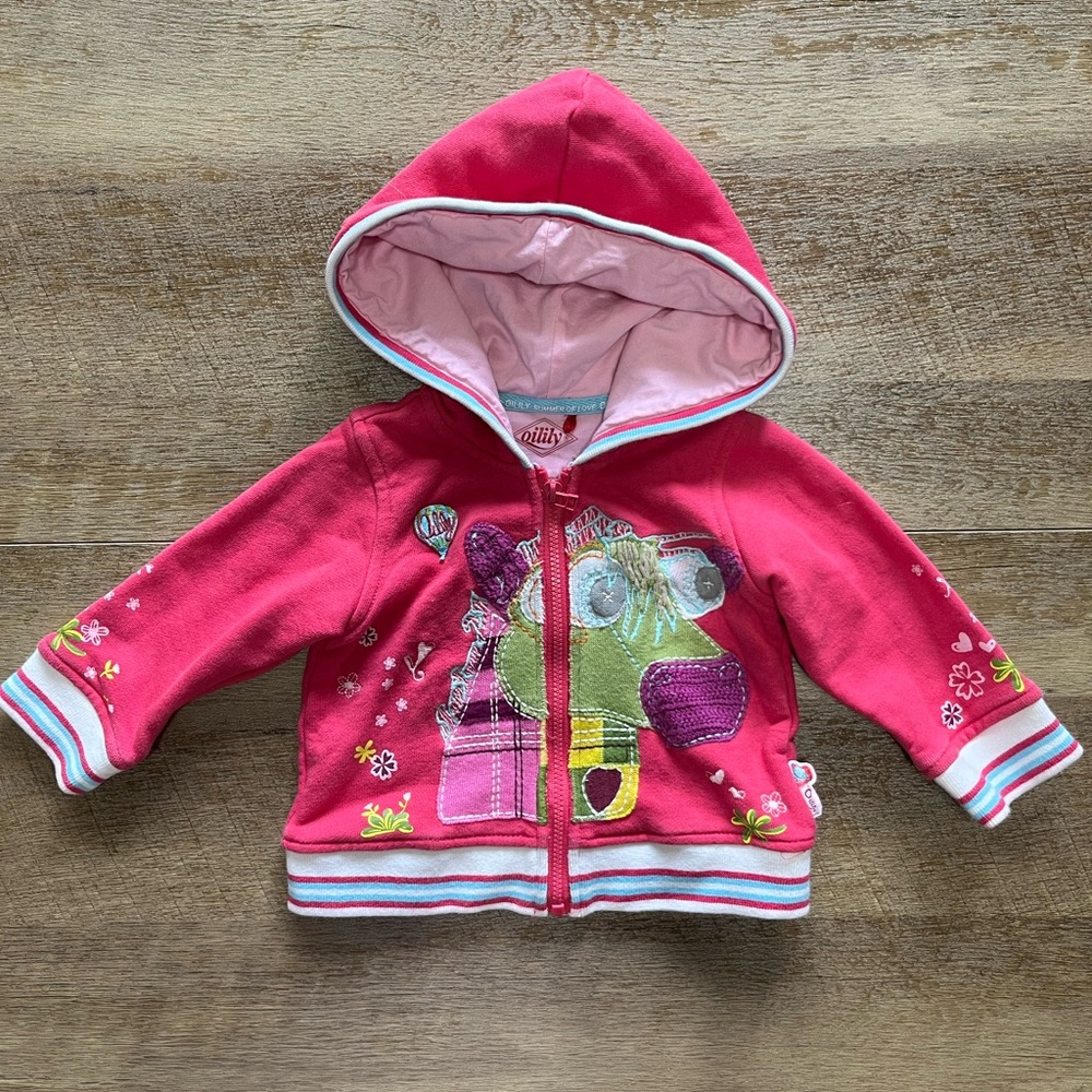 Oilily Pink Hooded Sweatshirt with Graphic Design